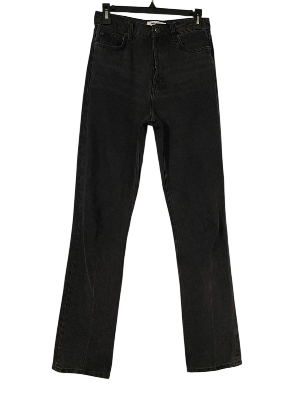 Reformation Women's Dark‎ Gray Cynthia High Rise Straight Leg Long Jeans Size 26